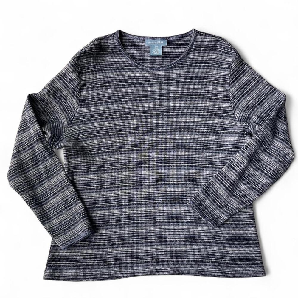 Y2K Venezia Jeans Space Dye Striped Top.